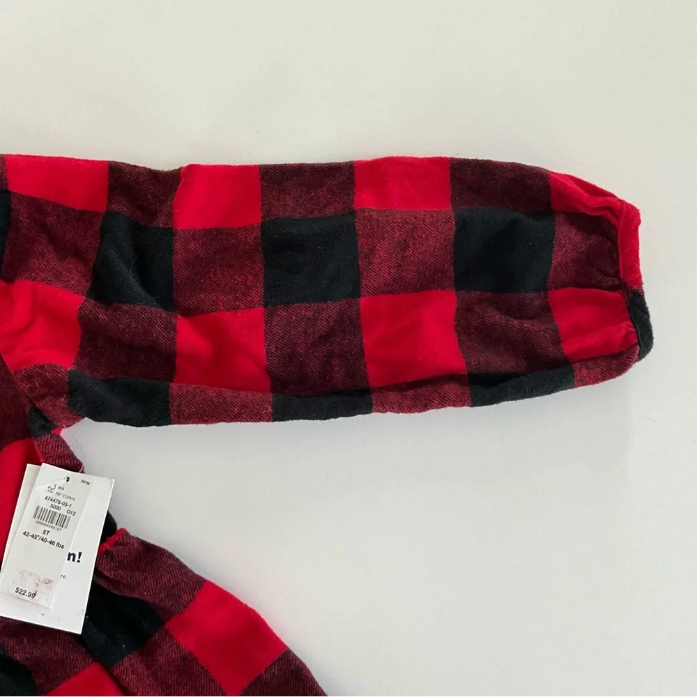 Old Navy Red & Black Buffalo Plaid Tiered Dress Girls 5T
